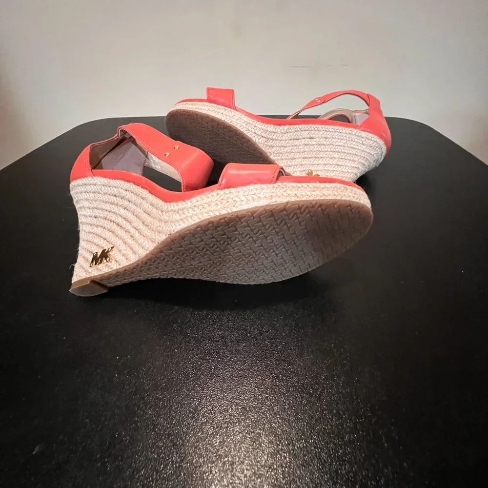 Michael Kors size 7.5 coral wedge espadrilles NWOT
